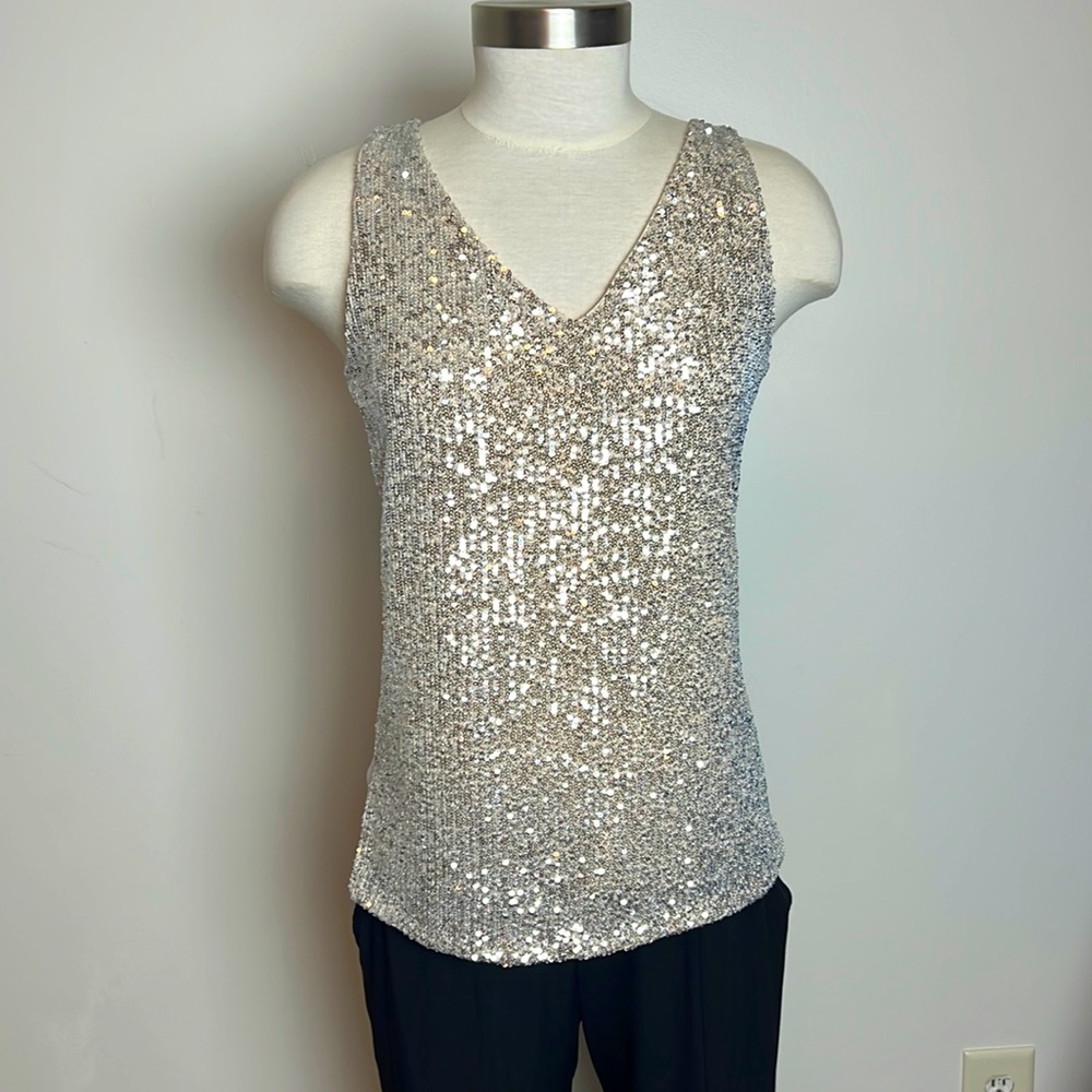 Sequin V-neck Tank S/M